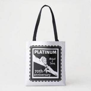 70th wedding anniversary blue platinum traditional tote bag