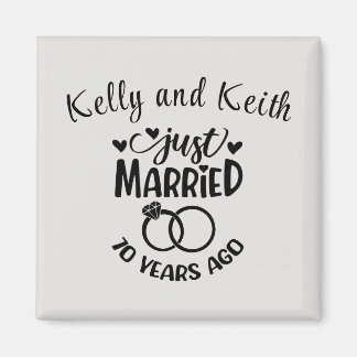 70th Wedding Anniversary Custom Names Platinum Magnet