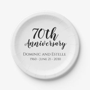 70th Wedding Anniversary  Custom Paper Plates