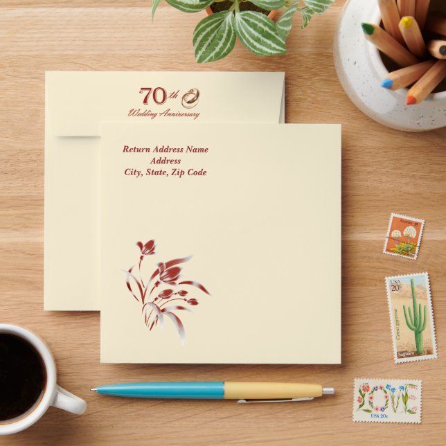 70th Wedding Anniversary Customizable Envelopes (Desk)