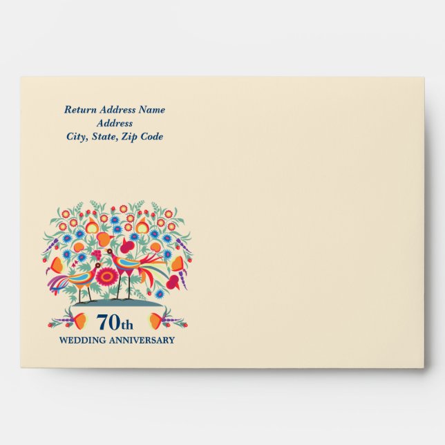 70th Wedding Anniversary Folk Art Envelope (Front)