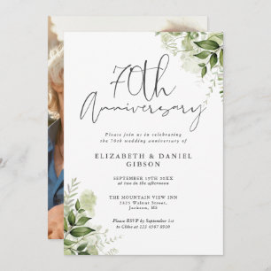 70th Wedding Anniversary Greenery Floral Invitation