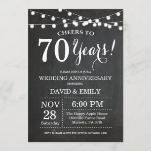 70th Wedding Anniversary Invitation Chalkboard