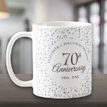 70th Wedding Anniversary Love Hearts Confetti Coffee Mug<br><div class="desc">Featuring delicate love hearts confetti. Personalize with your special 70 years platinum anniversary information in chic lettering. Designed by Thisisnotme©</div>