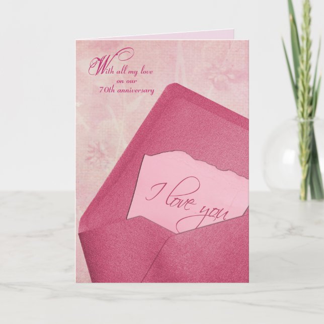 70th wedding anniversary note in envelope holiday card (Front)