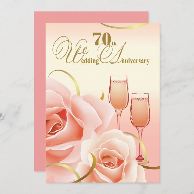 70th Wedding Anniversary Party Invitations (Front/Back)