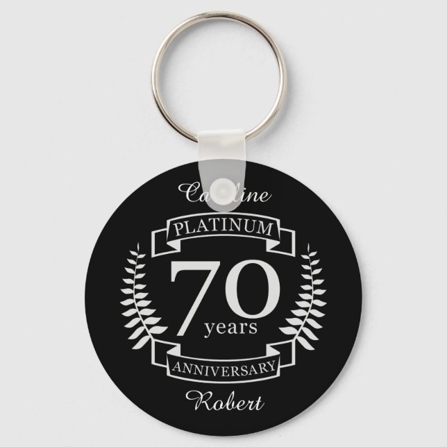 70th Wedding ANNIVERSARY PLATINUM Keychain (Front)