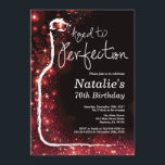 70th Wine Birthday Aged to Perfection Red Glitter Invitation<br><div class="desc">70th Wine Birthday Invitation. Aged to Perfection. Black and Red Glitter. Red Wine. Wine Tasting Invitation. Black and Gold Glitter Champagne. 18th 20th 21st 30th 40th 50th 60th 70th 80th 90th 100th, Any Ages. For further customization, please click the "Customize it" button and use our design tool to modify this...</div>