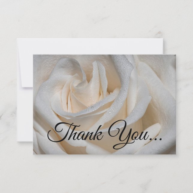 7127-White Rose with Dew Thank You Card (Front)