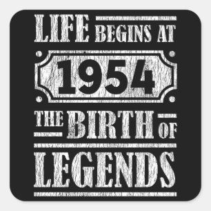 71 Year Old 1954 Birth Of Legend 71st Birthday Square Sticker