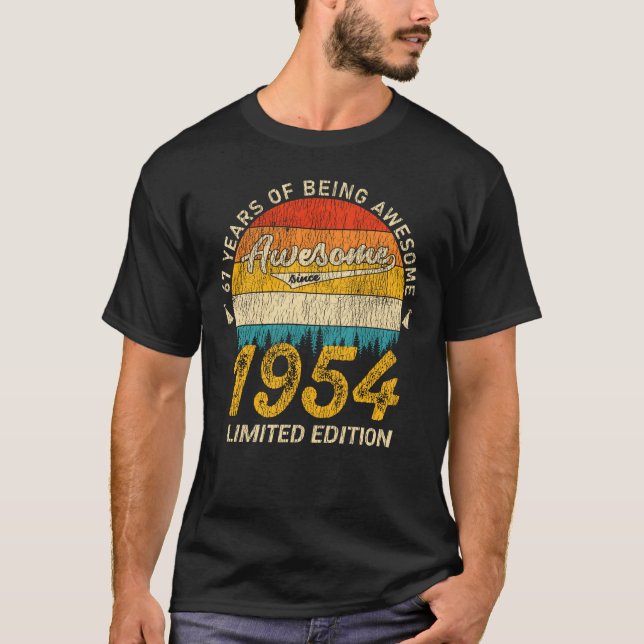71 Year Old 1954 Retro Awesome 71st Birthday Gift T-Shirt (Front)