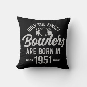 71 Year Old Bowler Bowling 1951 71th Birthday Throw Pillow