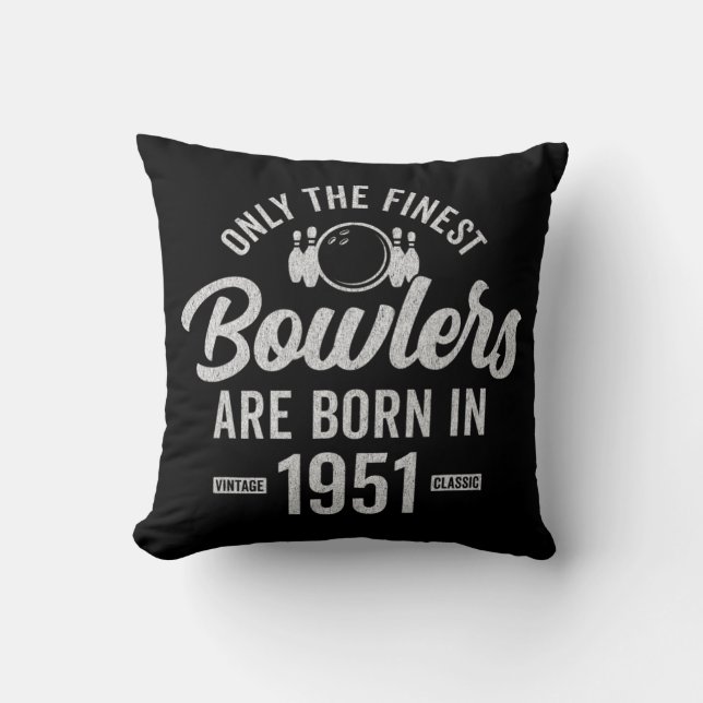 71 Year Old Bowler Bowling 1951 71th Birthday Throw Pillow (Front)