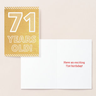71e anniversaire : Gras "71 ANS !" Carte Gold Foil