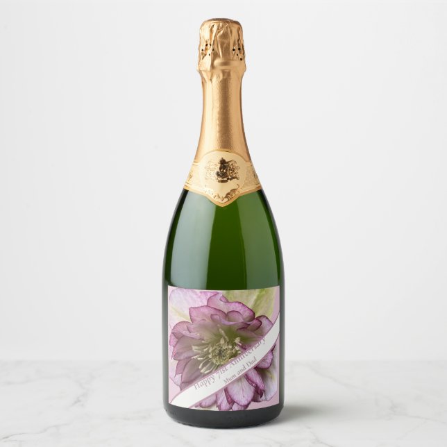 71st Anniversary Editable Sparkling Wine Label (Front)