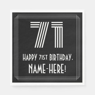 71st Birthday: Art Deco Inspired Look "71" + Name Napkin