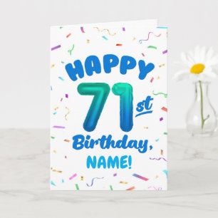 71st Birthday, Balloon Number, Customizable Name Card