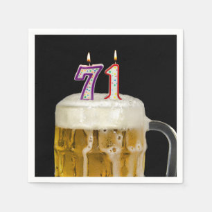 71st Birthday Beer on black Napkin