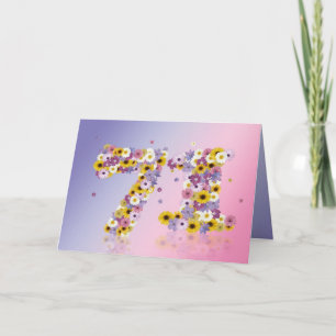 71st birthday card with flowery letters