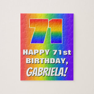 71st Birthday: Colourful, Fun Rainbow Pattern # 71 Jigsaw Puzzle
