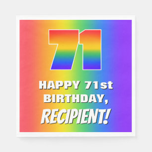 71st Birthday: Colourful, Fun Rainbow Pattern # 71 Napkin