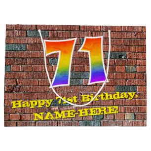 71st Birthday: Fun, Graffiti-Inspired Rainbow # 71 Large Gift Bag