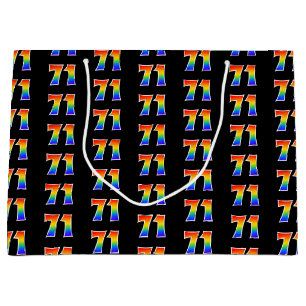 71st Birthday: Fun Rainbow Event Number 71 Pattern Large Gift Bag