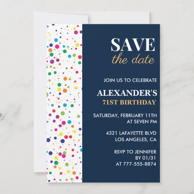 71st birthday invitations Save the date Confetti (Front)