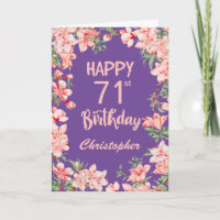 71st Birthday Purple Pink Peach Watercolor Floral