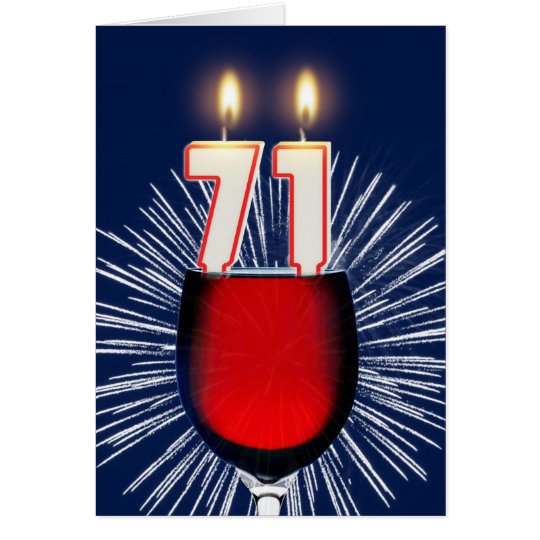 71st Birthday with wine and candles Card