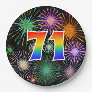 71st Event - Fun, Colorful, Bold, Rainbow 71 Paper Plate