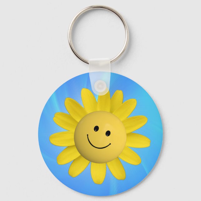 720227 HAPPY SUN FLOWER SMILIE FACE CARTOON GRAPHI KEYCHAIN (Front)