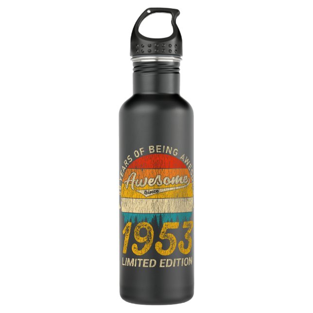 72 Year Old 1953 Retro Awesome 72nd Birthday Gift 710 Ml Water Bottle (Front)