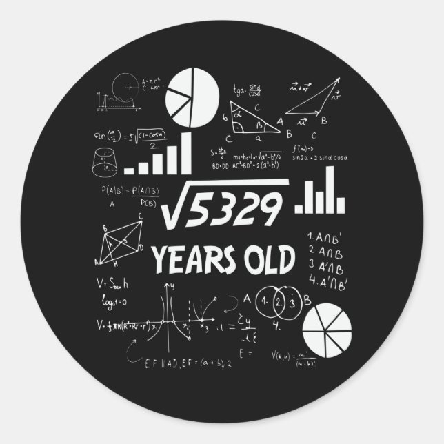 72 Year Old Bday Math Teacher 72nd Birthday Gift Classic Round Sticker (Front)
