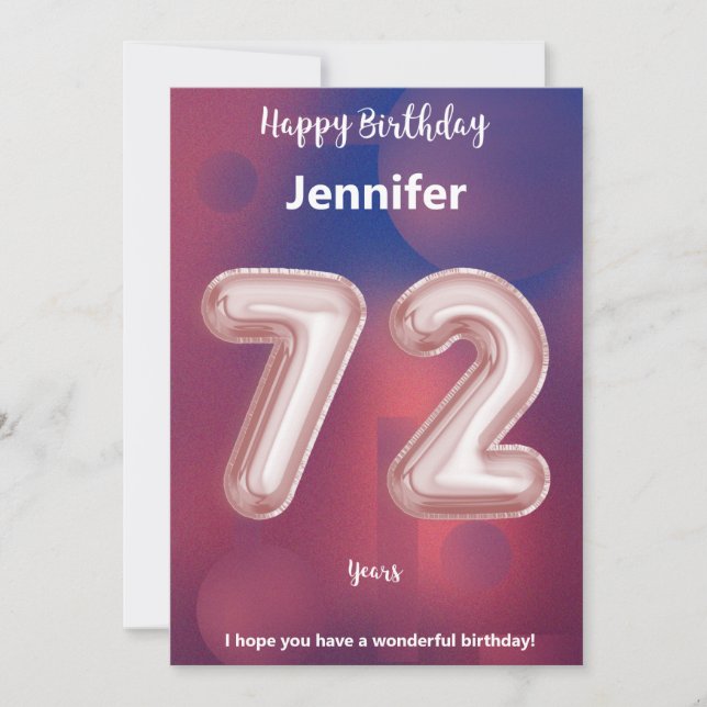 72 year old Happy Birthday card (Front)