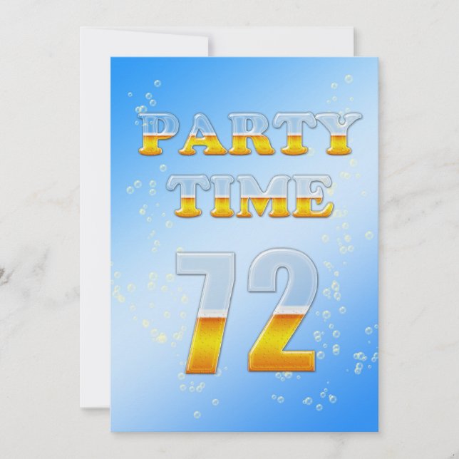 72e anniversaire invitation à la fête avec bière (Devant)