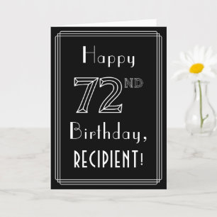 72nd Birthday: Art Deco Style # 72 & Custom Name Card