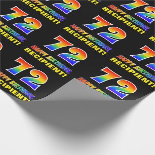 72nd Birthday: Bold, Fun, Simple, Rainbow 72 Wrapping Paper