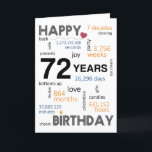 72nd Birthday Card<br><div class="desc">Birthday Card Inside: May your special day be filled with joy, laughter, and unforgettable moments that you can cherish for years to come. Wishing you all the happiness in the world on your birthday and always! Description: Let's commemorate the incredible 72nd birthday milestone with our delightful Happy 72nd Birthday card!...</div>