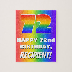 72nd Birthday: Colourful, Fun Rainbow Pattern # 72 Jigsaw Puzzle