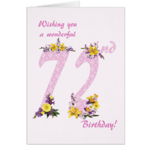72nd Birthday Flower Decorated Numbers