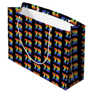 72nd Birthday: Fun Rainbow Event Number 72 Pattern Large Gift Bag