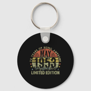 72nd Birthday Gifts Vintage May 1953 72 Years Old Keychain