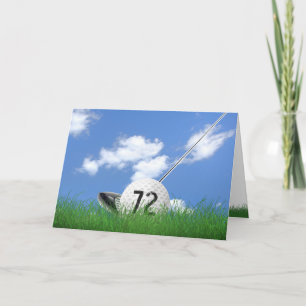 72nd birthday golf ball in grass card