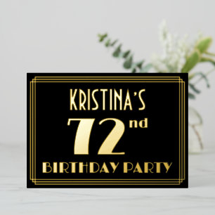 72nd Birthday Party: Art Deco Look “72”, w/ Name