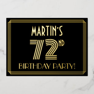 72nd Birthday Party — Art Deco Style “72” + Name
