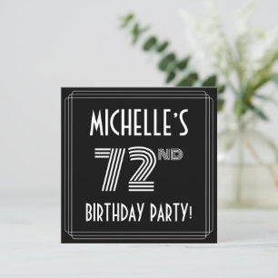 72nd Birthday Party: Art Deco Style w/ Custom Name Invitation