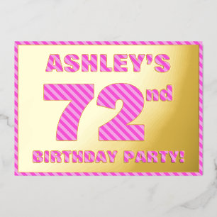 72nd Birthday Party — Bold, Fun, Pink Stripes # 72