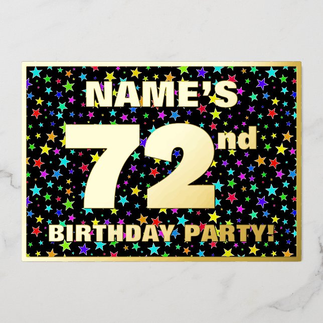 72nd Birthday Party — Fun, Colorful Stars Pattern (Front)