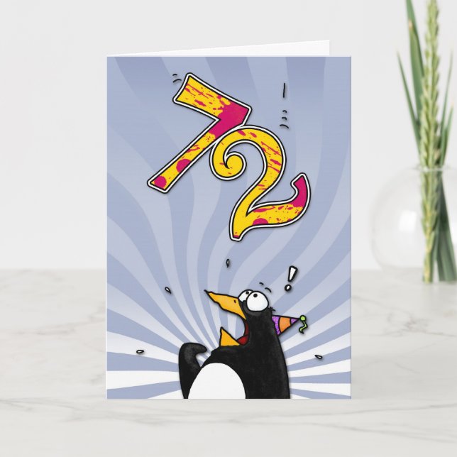 72nd Birthday - Penguin Surprise Card (Front)